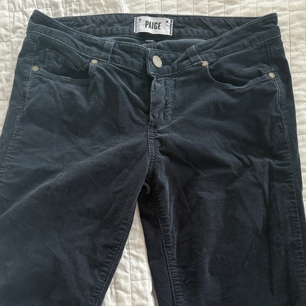 PAIGE Slate Blue Corduroy Skinny Trousers